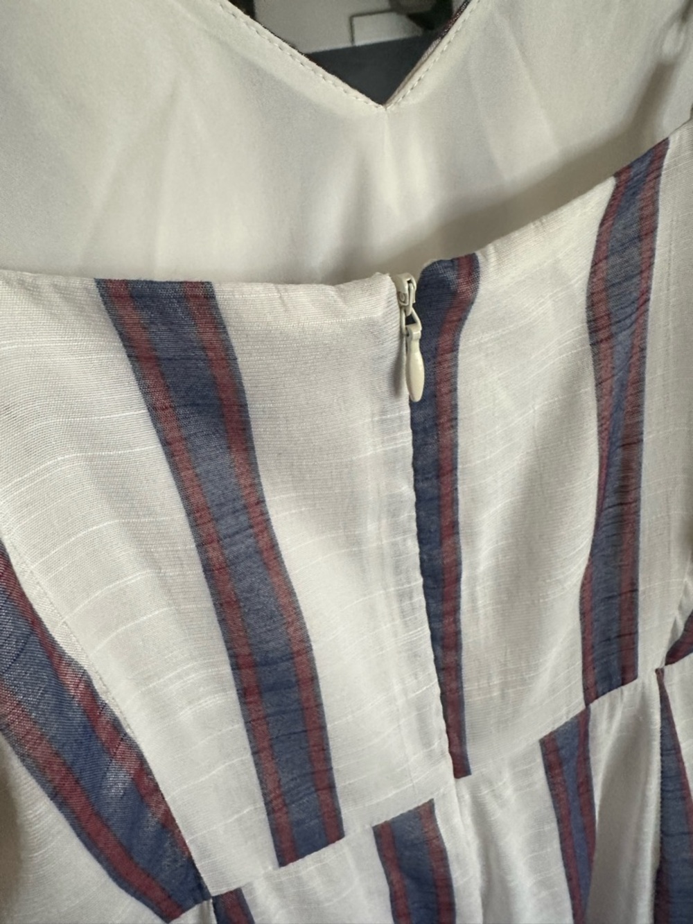 Banana Republic White and Navy Striped Midi Dress with Front Tie 0 - Picture 8 of 10